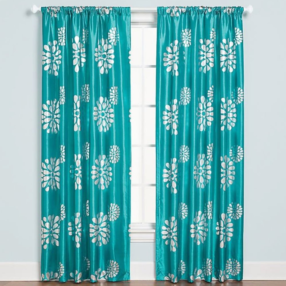 Zazzle Rod Pocket  Window Curtain Panel in Aqua